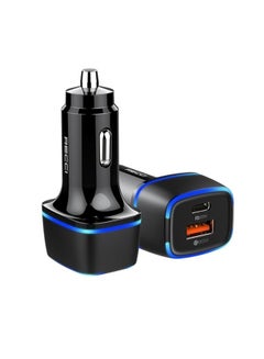 Buy 2 Port USB Car Fast Charger PD + QC Black-RQ02 in Egypt
