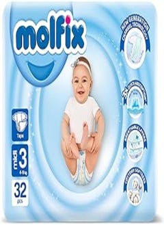 اشتري Molfix - Baby Diapers - Twin Pack - Midi Size 3 - 32 Pieces في مصر