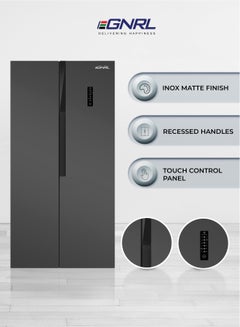 اشتري 650 Liters Side By Side Inverter Based Refrigerator-Freezer ‎With Digital Control And Temperature Display, No-Frost, LED-light EGR820S Silver في الامارات