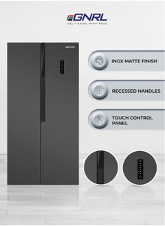 اشتري 650 Liters Side By Side Inverter Based Refrigerator-Freezer ‎With Digital Control And Temperature Display, No-Frost, LED-light EGR820S Silver في الامارات