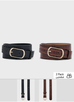 Buy Two Pack Croc Print Belt Set in UAE