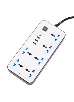 Buy Electric Extension Power Strip, Universal Extension Cord with 6 Power Socket and 3 USB Slots, 2 meter 6 Way Power Strip with USB type C PD Charging slot Extension Lead 2 meter in UAE