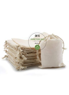 اشتري Muslin Bags Drawstring Cotton Bags Organic Cotton Fabric Bags 50 Pcs 4 By 6 Inch Natural Cloth Bags Sachet Bags With Drawstring For Party Wedding Home Storage And Diy Craft في الامارات