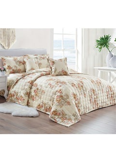 Buy 6 Pieces Velvet Comforter set for All Season King Size 220x240 Cm Bedding Set Double Side Square Stitched Heavy Floral Pattern Multicolour in Saudi Arabia