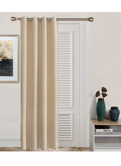 Buy 1-Piece Thermal Insulated Blackout Curtain for Bedroom or Doorway Beige 132x213cm in UAE