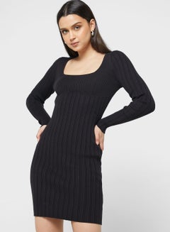 Buy Square Neck Knitted Dress in UAE