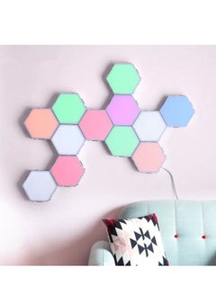Buy 10-Piece Honeycomb Design Hexagonal LED Touch Quantum Light Set RGB Color in Saudi Arabia