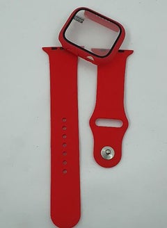 اشتري Apple Watch Series 7 (41mm) Cover With Screen Protector & Silicon Strap Replacement- Red في مصر