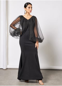 Buy Balloon Sleeve Maxi Dress in Saudi Arabia