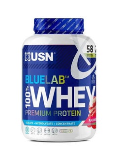 اشتري USN Blue Lab Whey Raspberry Ripple 2kg, Premium Whey Protein Powder, Scientifically-formulated, High Protein Post-Workout Powder Supplement with Added BCAAs في الامارات