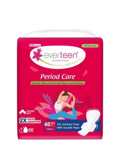 اشتري Period Care Xxl Soft Neem-Safflower Sanitary Pads For Women - 40 Pads, Rash Free, Anti Tan, Skin Friendly, Double Wing Shape, Advanced Leak Protection, Xx Large, 320Mm - 1 Pack (40 Pads) في الامارات