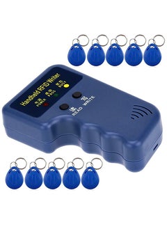 Buy 125KHz Card Reader, Upgraded Handheld RFID Reader Writer Duplicator Copier, with 10pcs Rewritable EM4305/T5577 Key Fobs Cards, Blue (SCFZQ) in UAE