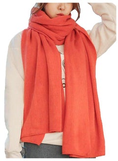 Buy Wander Agio Womens Warm Long Shawl Winter Upset Large Scarf Pure Color Orange in UAE