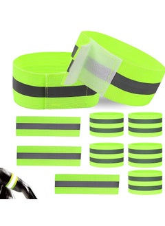 Buy 10 PCS Velcro Reflective Straps, Reflective Adjustable Wristband, for Night Walking, Cycling and Running (Green) in UAE