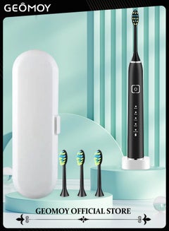 Buy Sonic Electric Toothbrush 5 Modes Rechargeable Power Smart Toothbrush Cleaner With 5 Brush Heads For Adults in UAE