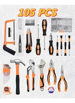 Buy Home Tool Kit 105-Pcs - Household Basic Complete Hand Repair portable Tool Set with Case,Ratcheting Screwdriver,Hex Key,Pliers,Wrench,Voltage Tester,Water Pump Plier in UAE