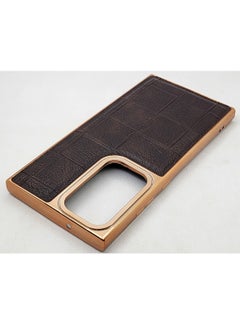 Buy Samsung Galaxy S23 Ultra Leather Phone Case Soft & Full Protection With Metal Sides - Dark Brown in Egypt