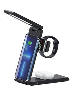 Buy 4 In 1 Magnetic 15W Wireless charging Portable Stand With 3 Modes Table Lamp compatible with Apple devices For iPhone Wireless Charging, Smart watch charging and Earbuds charging At The Same Time in UAE