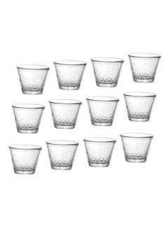 Buy A set of Arabic coffee cups made of glass with modern patterns, 12 pieces in Saudi Arabia