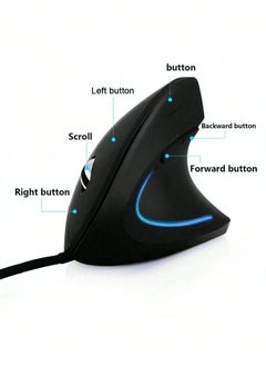 Buy Wired Ergonomic Vertical Mouse Lying On Right Hand, Silent Operation, RGB Backlight in UAE