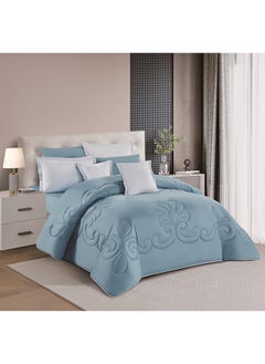 Buy Duvet Cover Set 8 Pieces Comforter Set with Bed Skirt Quilt Cover Fitted Sheet Pillow Cover Comforter 220X240 cm King Size Mattress in UAE