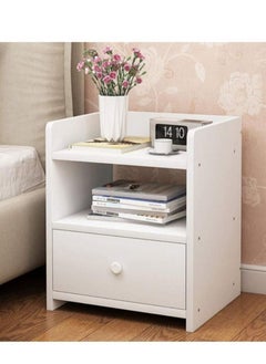 Buy Nightstand | Simple Bedside Table Nightstand Bedside Cabinet Side Table End Table Sofa Table with 1 Drawer Storage Unit for Bedroom Living Room Office
 40x26x33 Cm - White in Saudi Arabia