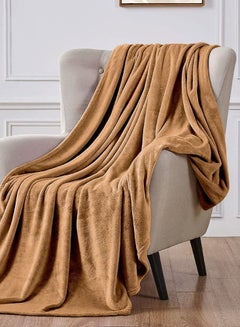 Buy SANDY Fleece Blanket, Made of Premium Microfiber, Super Soft Flannel Blanket for Bed, Sofa, Couch and Home Decorations , king Size, (240x220)cm, Brown in Saudi Arabia