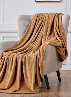 Buy SANDY Fleece Blanket, Made of Premium Microfiber, Super Soft Flannel Blanket for Bed, Sofa, Couch and Home Decorations , king Size, (240x220)cm, Brown in Saudi Arabia