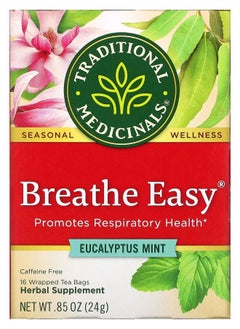 Buy Breathe Easy Eucalyptus Mint Caffeine Free 16 Wrapped Tea Bags .85 oz (24 g) in UAE