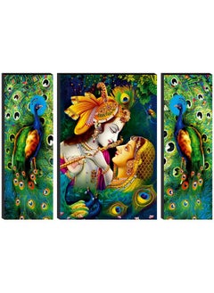 Buy Set Of 3 Religious Radhe Krishna With Couple Peacock Uv Textured Home Decorative Gift Item Self Adeshive Painting 18 Inch X 12 Inch Sanfjm01, Multicolour in UAE