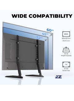 اشتري Universal TV Stand, Metal TV Legs for 20-60 Inches LCD LED Flat Screen TVs with Extra Wider and Longer Feets, TV Legs Holds Up to 120LBS, VESA MAX to 800x400mm（Black） في الامارات