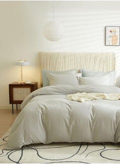 Buy Single Size 4 Pieces Bedding Set, Washable Cotton Light Gray Color in UAE