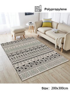 Buy Warm Luxurious Modern Printed Rectangular Anti-Slip Carpet Beige/Black 200X300cm in Saudi Arabia