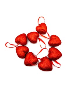 Buy Glitter Red Hearts  12 Pcs in UAE