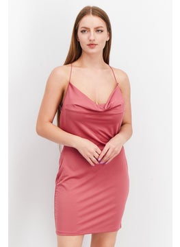 Buy Women Plain Back Detail Mini Dress, Dark Pink in UAE