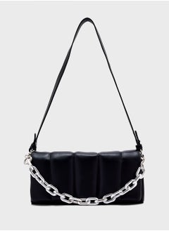 Buy Quilted Padded Metal Chain Detail Crossbody Bag in UAE