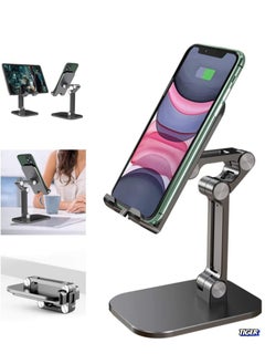 اشتري Foldable Portable Cell Phone Stand (Black) – Adjustable, Compact, and Durable Holder for Hands-Free Viewing and Easy Access في الامارات