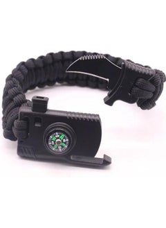 Buy 5*1 Professional Multi-Purpose Survival Bracelet Includes Compass and Flint Whistle for Adults with High Fire Starter Perfect for Camping, Hiking, Fishing and Hunting Black Color in Egypt