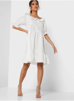 Buy Solid Ruffled Tier Dress in Saudi Arabia