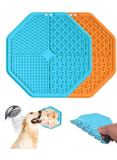 اشتري Lick Mat 2 Pcs Slow Feeder Pad Pet Mat for Anxiety Dog Cat Lick Bathing Grooming and Training Mat Toy BPAFree في الامارات