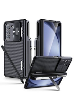 Buy Case for Samsung Galaxy Z Fold 5, with Pen Holder and Slide Camera Cover, Creative Hinge Protection, Hidden Kickstand, Protective Phone Case. Not Include the Pen. in UAE