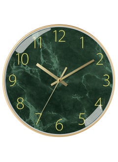 اشتري Silent Wall Clock Non Ticking 12 Inch Sweep Movement Marble Dial, Modern Decorative for Bedroom, Office, Classroom في الامارات