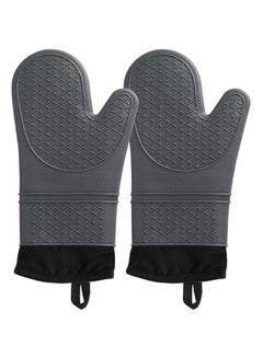3-Piece Oven Mitts And Pot Holders Set – 500°F Heat Resistant Silicone Gloves With Non-Slip Grip, Quilted Cotton Lining, Rustic Farmhouse Style For Baking, Grilling, And Cooking