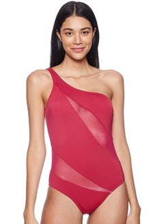 Buy Glitter Polyester Cut-Out Sheer Detail One-Shoulder Bodysuit for Women L in Egypt
