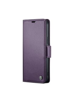 Buy Flip Wallet Case For iPhone 13 Pro [RFID Blocking] PU Leather Wallet Flip Folio Case with Card Holder Kickstand Shockproof Phone Cover (Purple) in Egypt