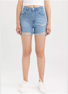 Buy Woman Mom Fit Denim Short in UAE