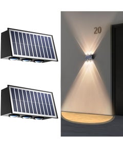 Buy Solar Lights Outdoor 2 Pack Warm White Illuminate Outdoor Wall LED Lamps 6 Led Solar Fence Lights Outdoor Up Down Wall Lights Waterproof Dusk to Dawn Solar Wall Lights for Garage Yard Deck Garden in Saudi Arabia