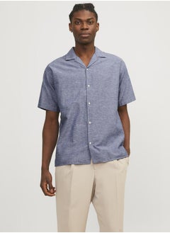 Buy Solid Resort Collar Shirt with Short Sleeves in Saudi Arabia