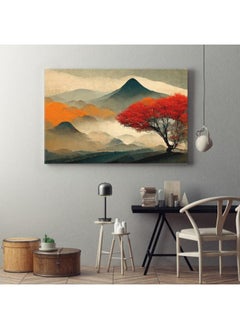 Buy Autumn japanese landscape mountains redwood growing slope illustration in Egypt