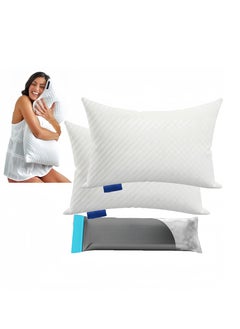 Buy Premium Pillow for Sleeping - Shredded Memory Foam Fill [Adjustable Loft] Washable Cover from Bamboo Derived Rayon - for Side, Back, Stomach Sleepers (Pack of 2) in Saudi Arabia